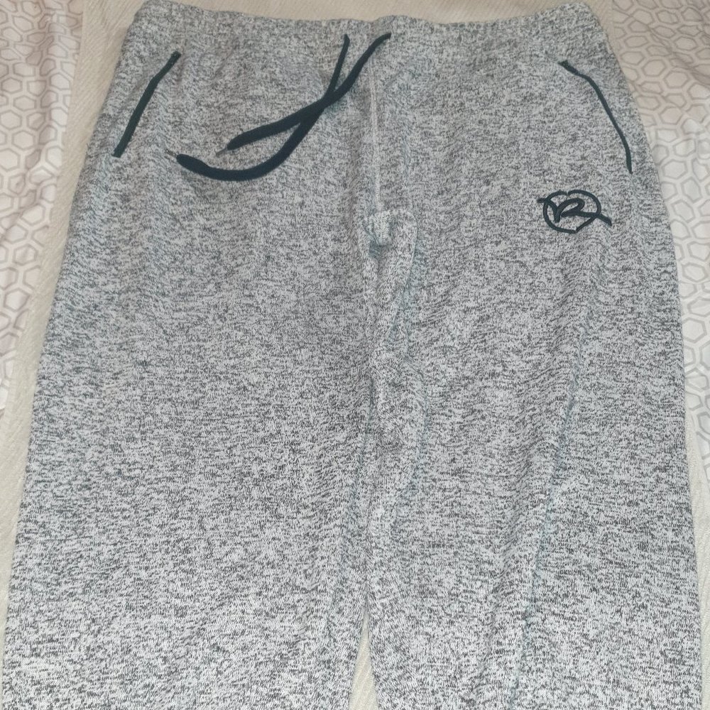 RocaWear Men's Black & White 100% Polyester 4XB Drawstring Joggers with Pockets